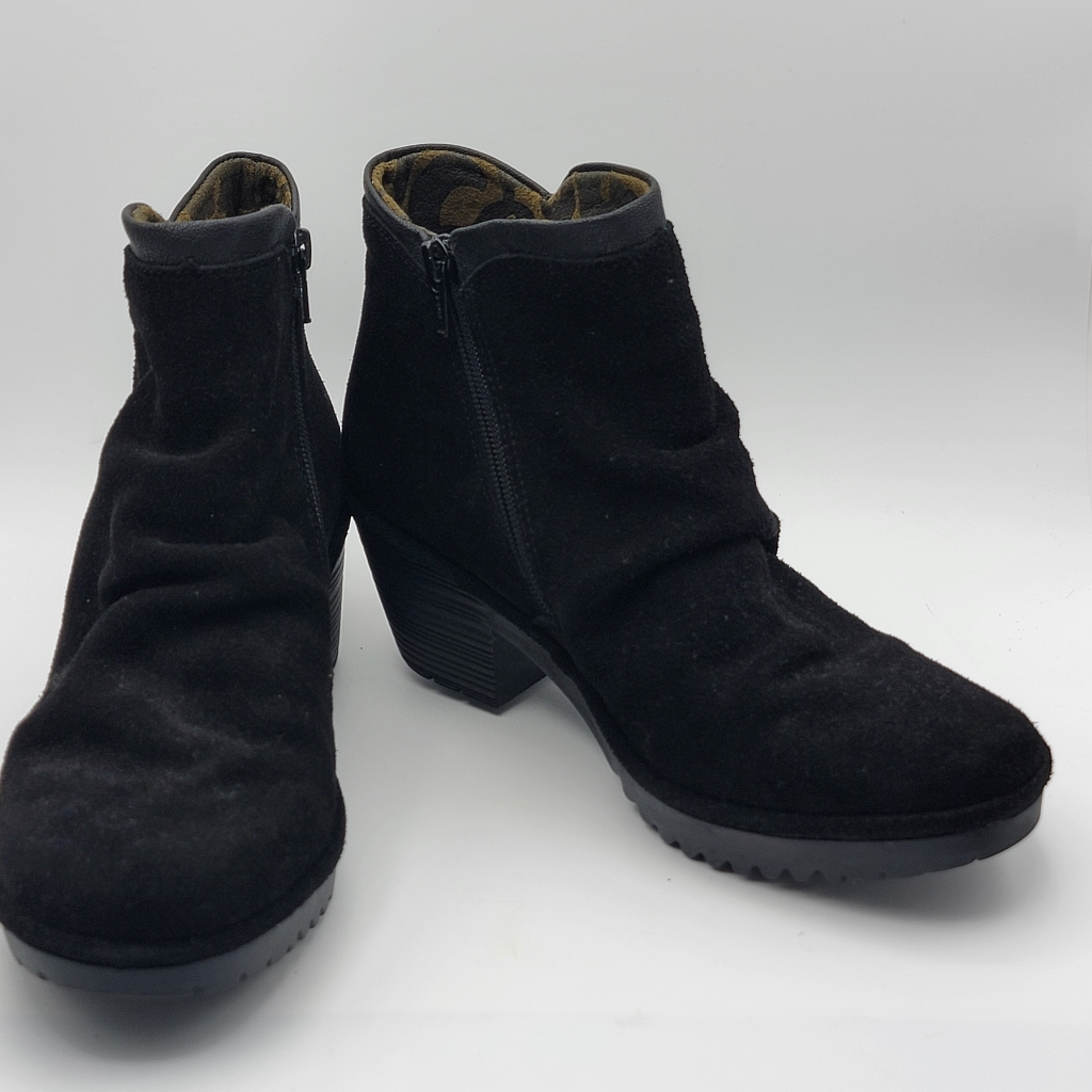 Fly London Black Suede Ankle Boots Size 39 Us- 8.5
